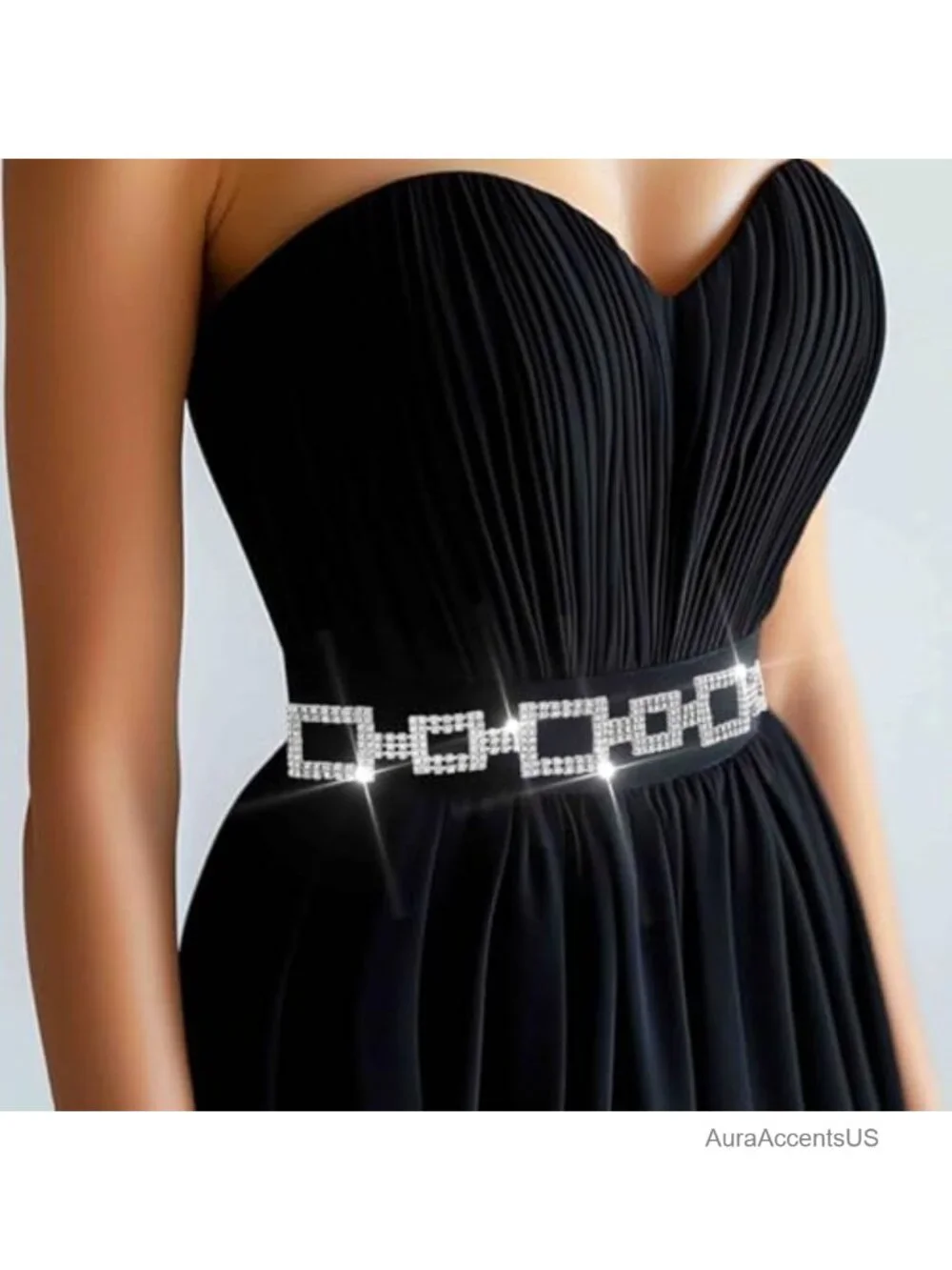 Sparkly Rhinestone Chain Belt Bling Waist Accessory for Dresses Party Wedding
